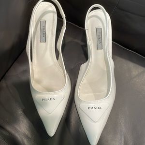 White Prada slingbacks size 38 patent leather